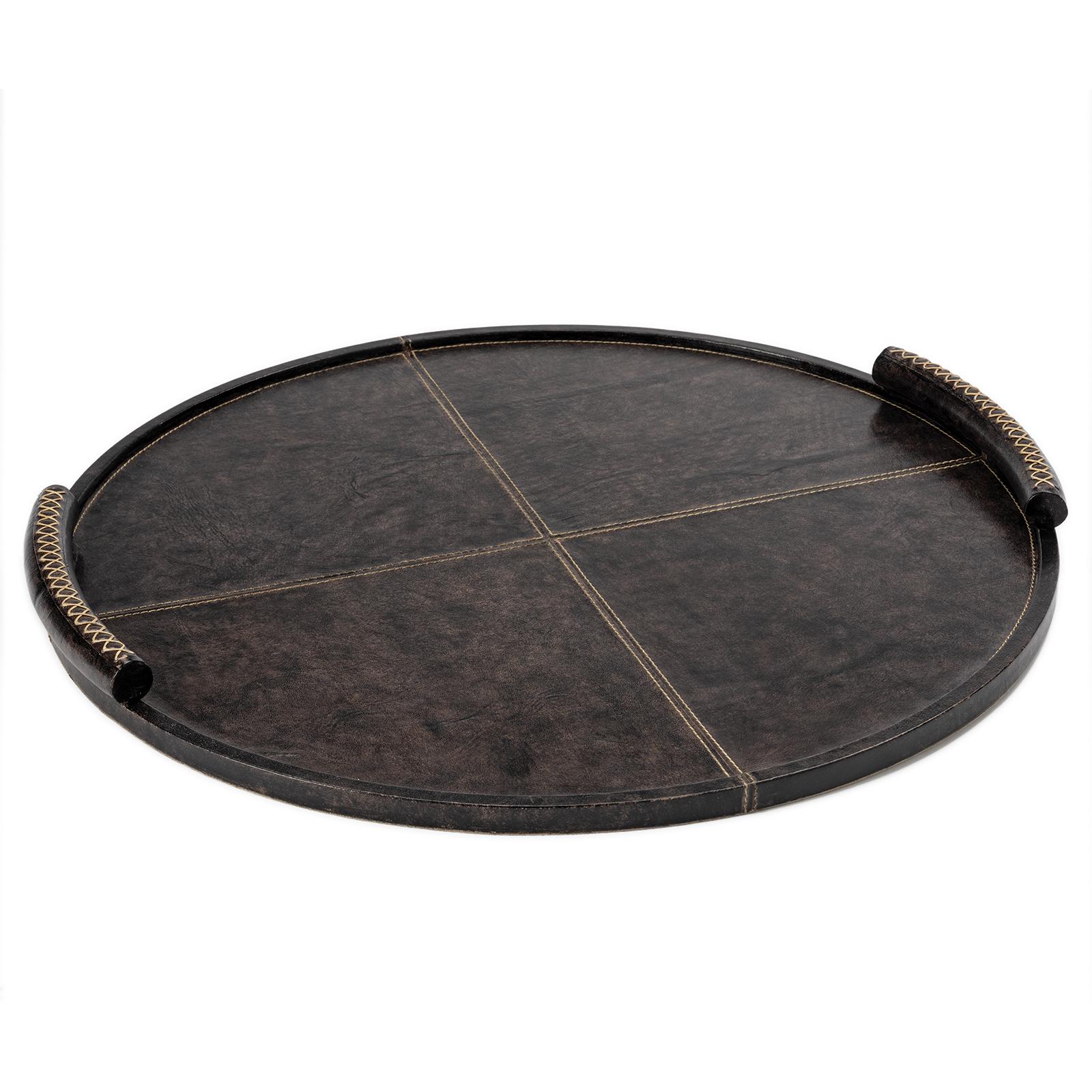 Forte Leather Tray Round Large | Regina Andrew Detroit